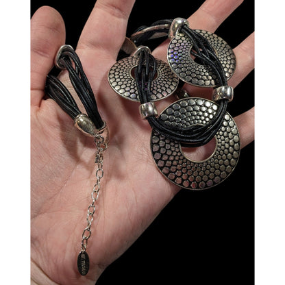 St. Thomas Silver Tone Pebble Medallion Statement Necklace