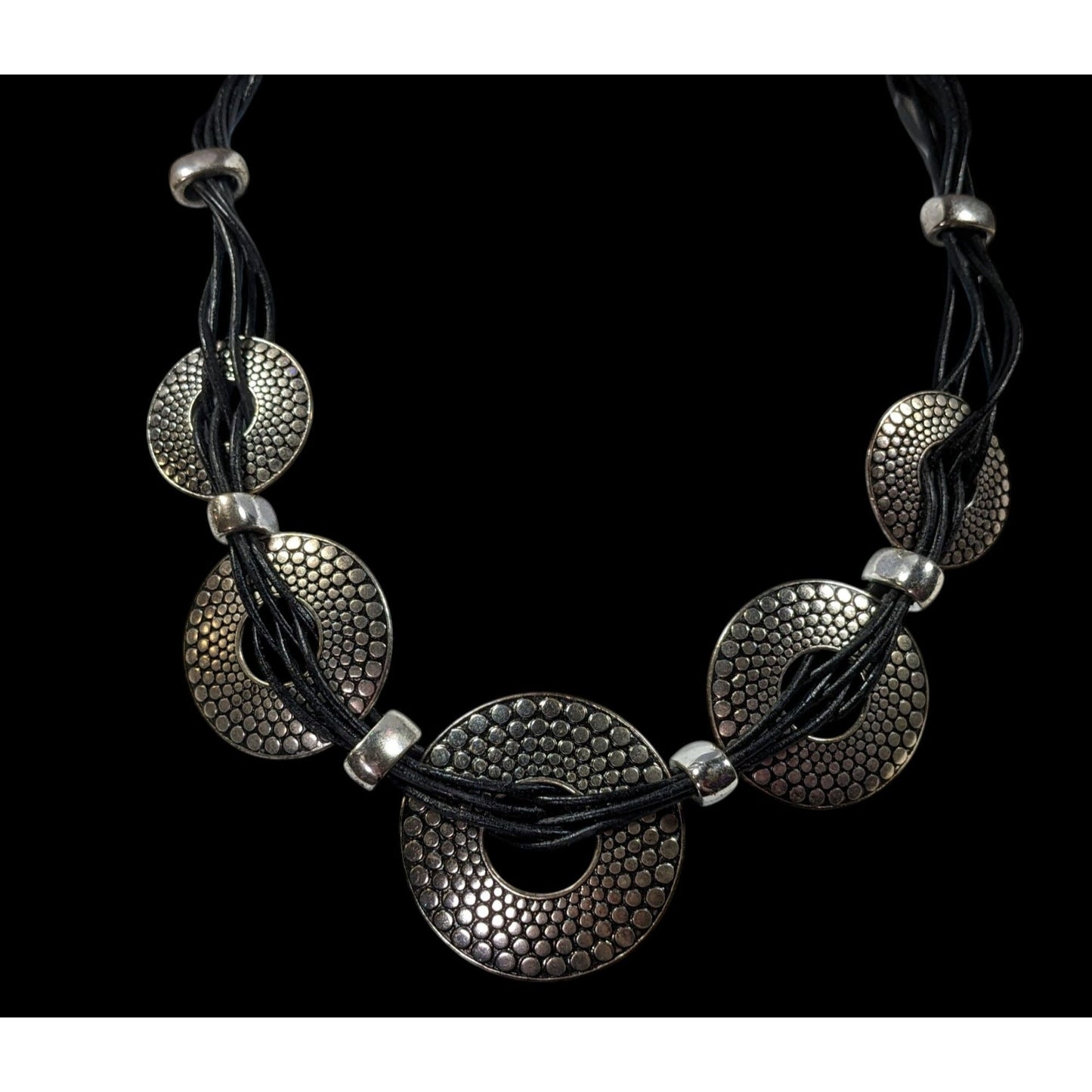 St. Thomas Silver Tone Pebble Medallion Statement Necklace