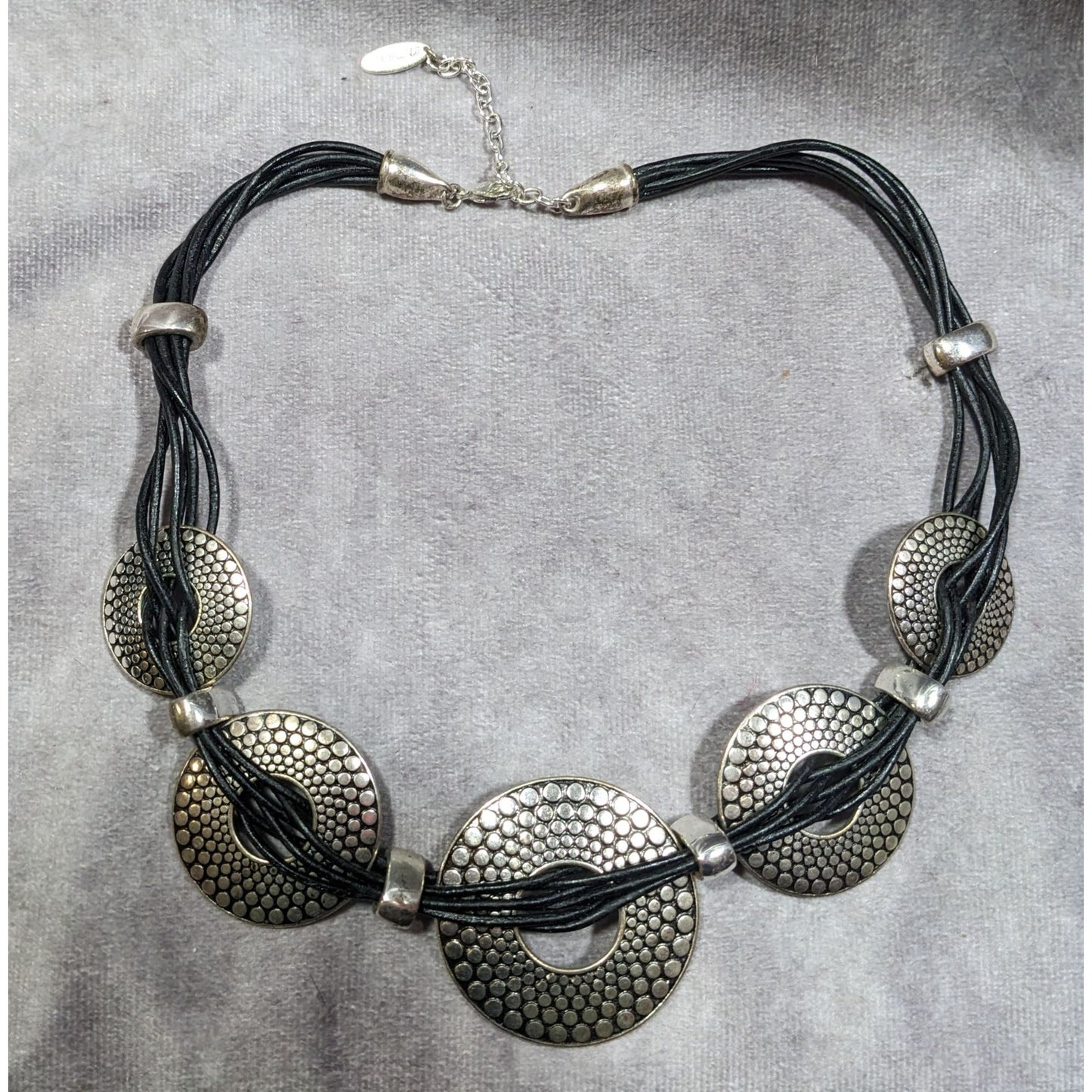 St. Thomas Silver Tone Pebble Medallion Statement Necklace