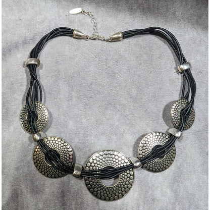 St. Thomas Silver Tone Pebble Medallion Statement Necklace