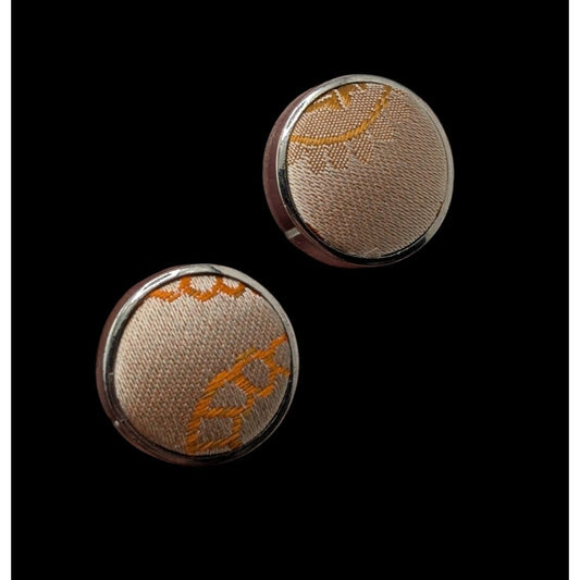 Embroidered Fabric Cufflinks Silver Cream Victorian Romantic Formal Accessories