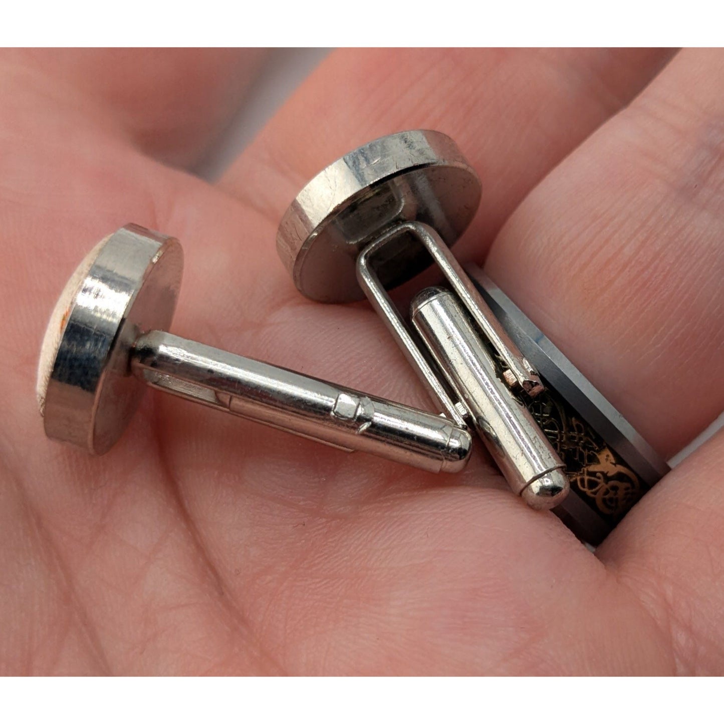 Embroidered Fabric Cufflinks Silver Cream Victorian Romantic Formal Accessories