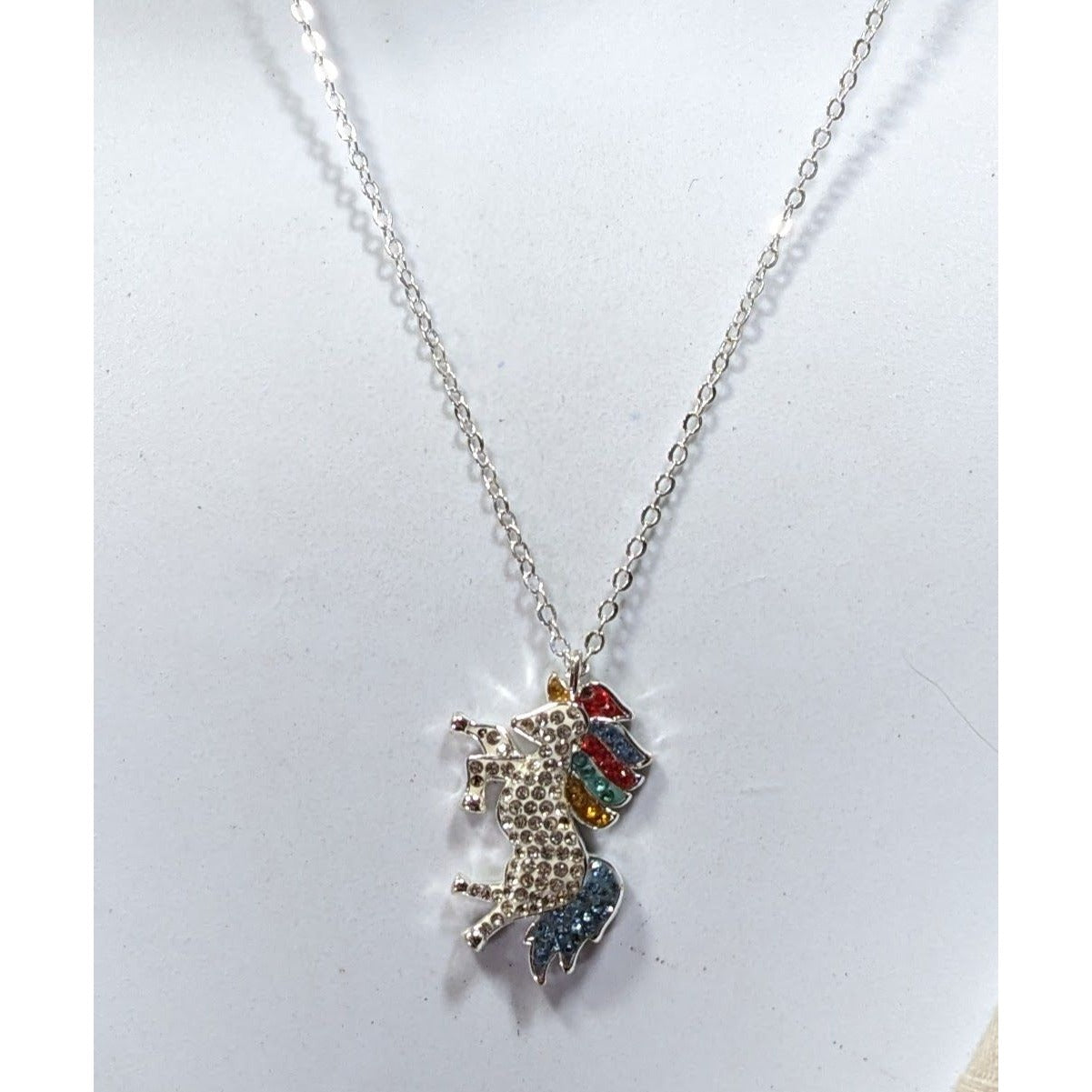 LA Gem And Jewelry Designs Rainbow Rhinestone Unicorn Necklace