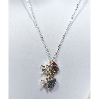 LA Gem And Jewelry Designs Rainbow Rhinestone Unicorn Necklace