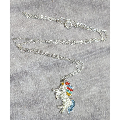 LA Gem And Jewelry Designs Rainbow Rhinestone Unicorn Necklace