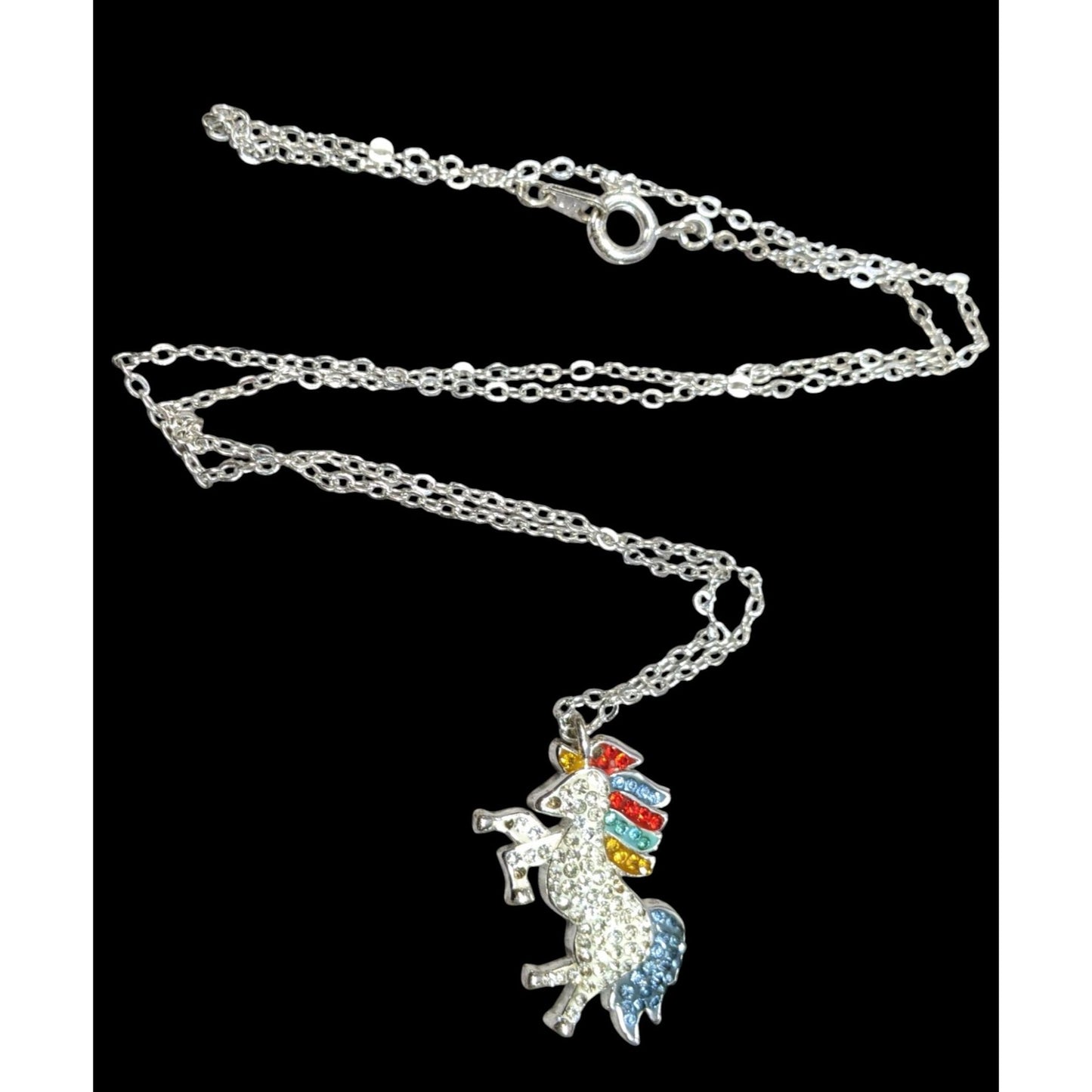 LA Gem And Jewelry Designs Rainbow Rhinestone Unicorn Necklace