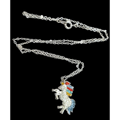 LA Gem And Jewelry Designs Rainbow Rhinestone Unicorn Necklace