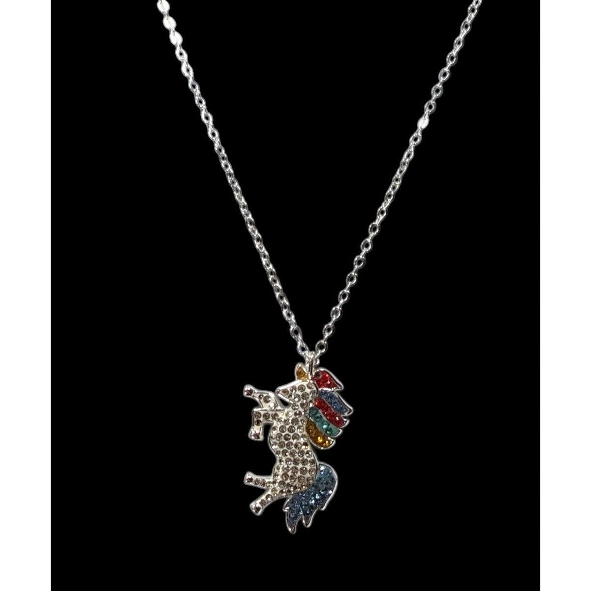LA Gem And Jewelry Designs Rainbow Rhinestone Unicorn Necklace