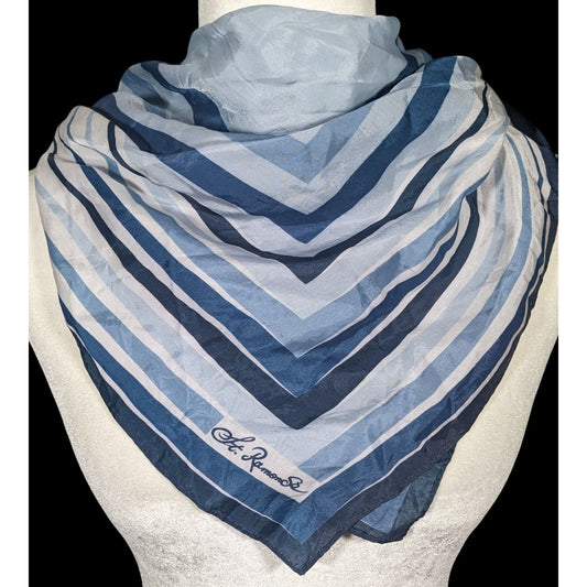 St. Ramon Blue And White Striped Square Scarf