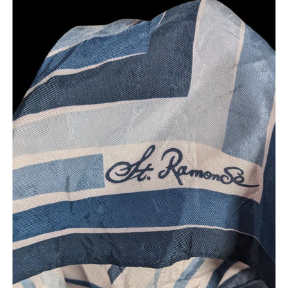St. Ramon Blue And White Striped Square Scarf