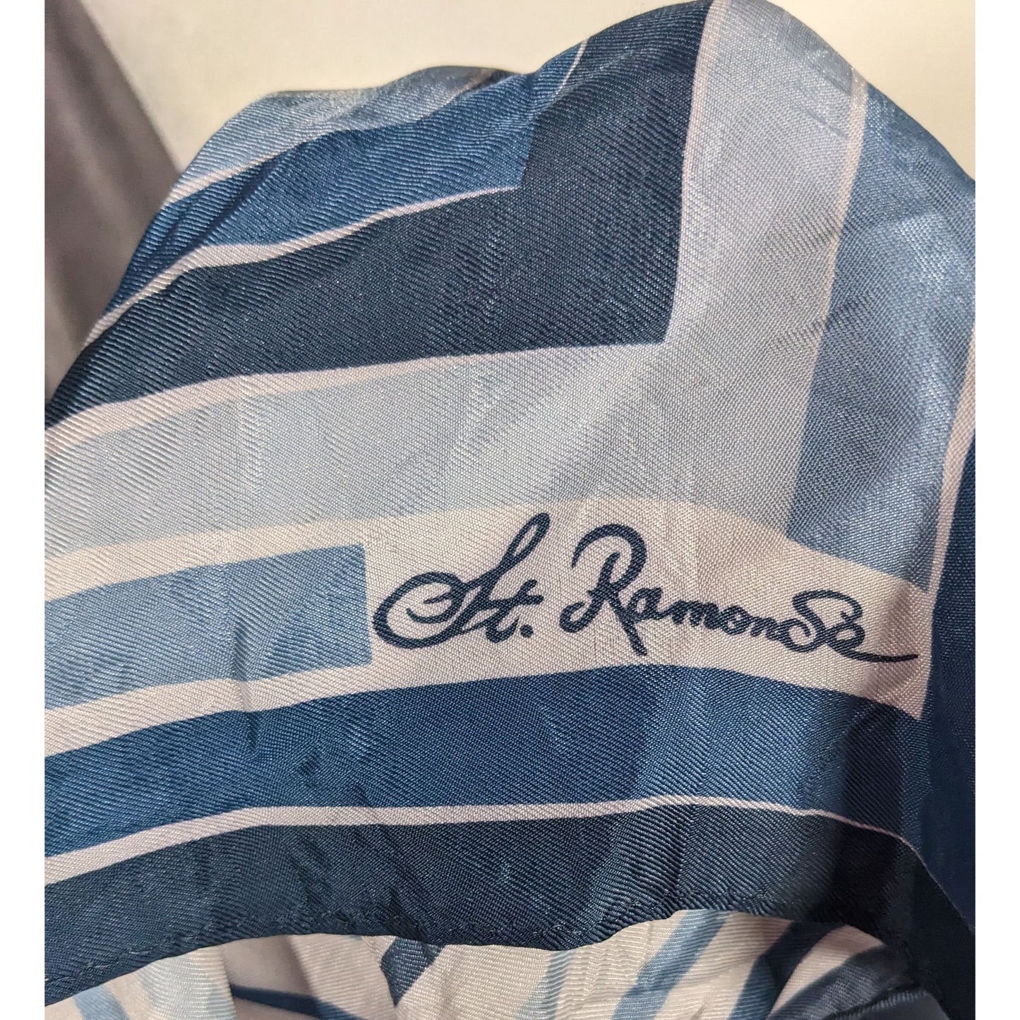 St. Ramon Blue And White Striped Square Scarf