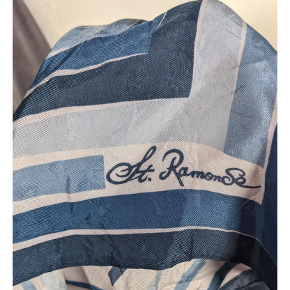 St. Ramon Blue And White Striped Square Scarf