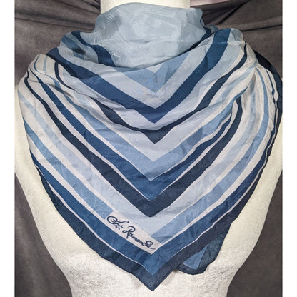 St. Ramon Blue And White Striped Square Scarf