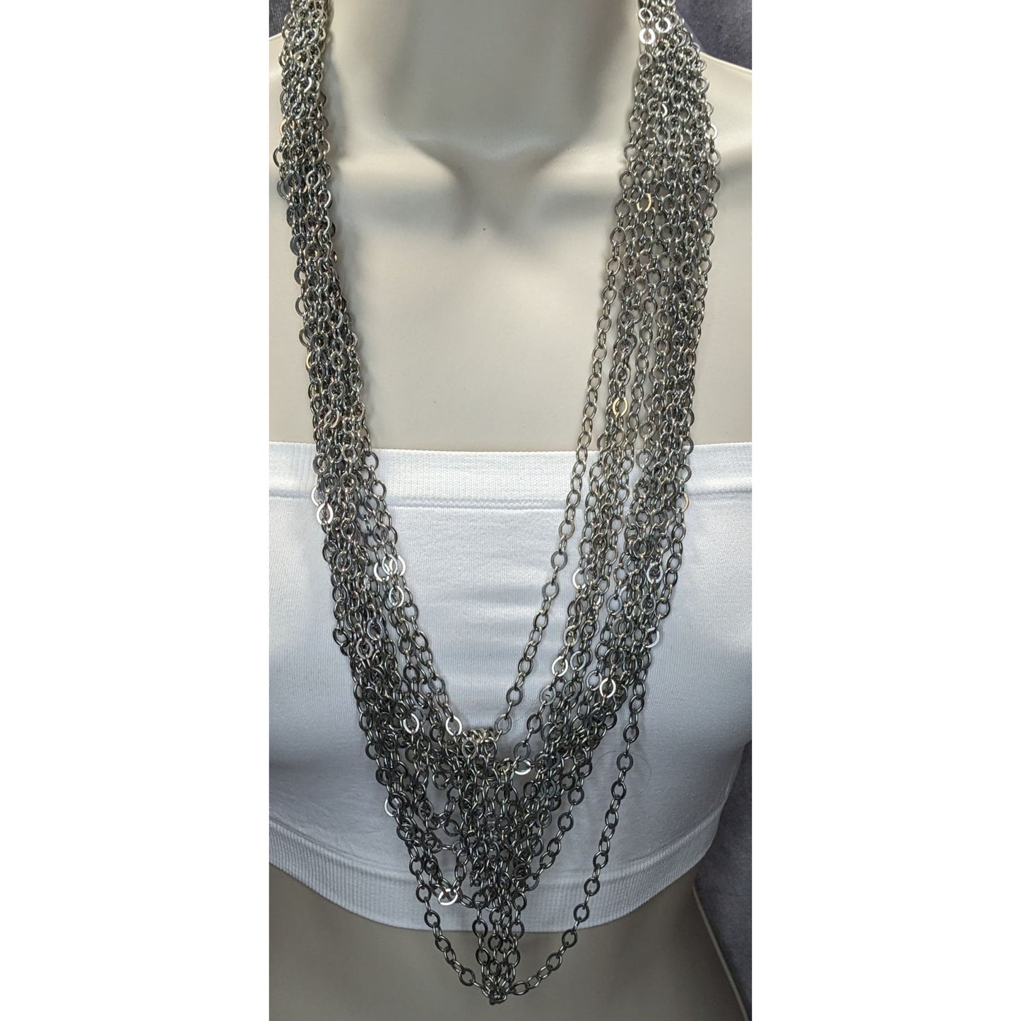 Layered Glam Metal Chain Necklace