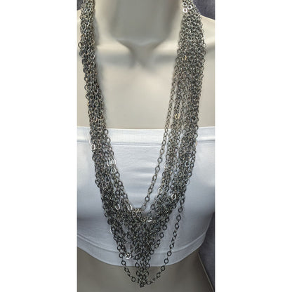 Layered Glam Metal Chain Necklace