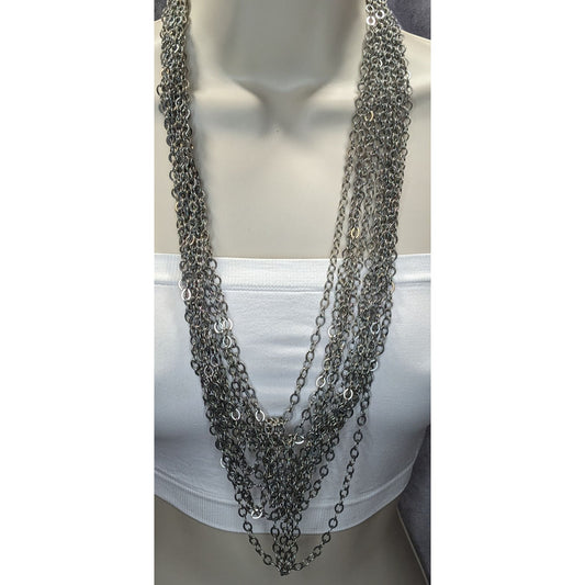 Layered Glam Metal Chain Necklace