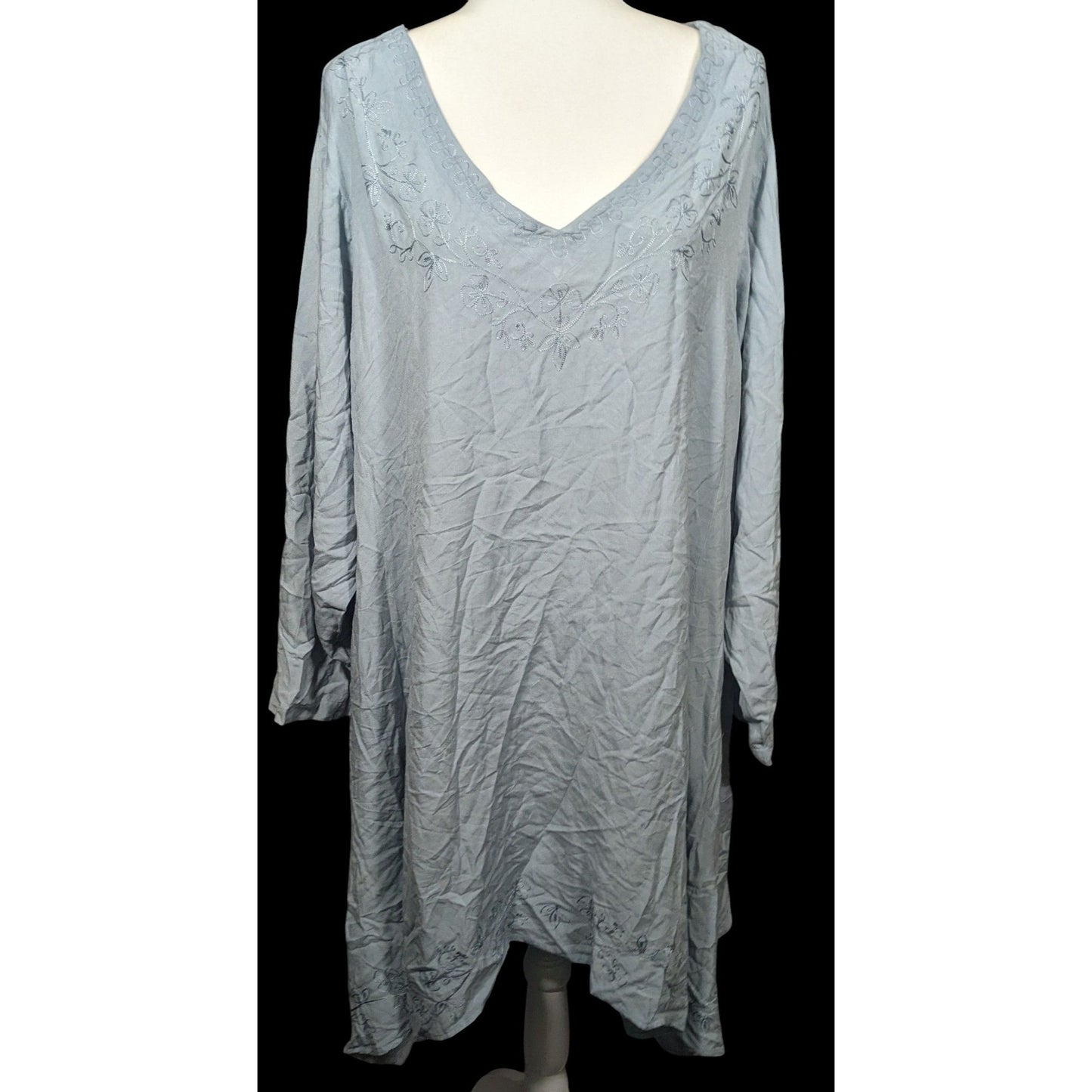 Holy Clothing Gothic Renaissance Light Blue Embroidered Asymmetrical Tunic Dress