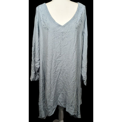 Holy Clothing Gothic Renaissance Light Blue Embroidered Asymmetrical Tunic Dress