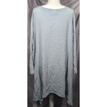 Holy Clothing Gothic Renaissance Light Blue Embroidered Asymmetrical Tunic Dress