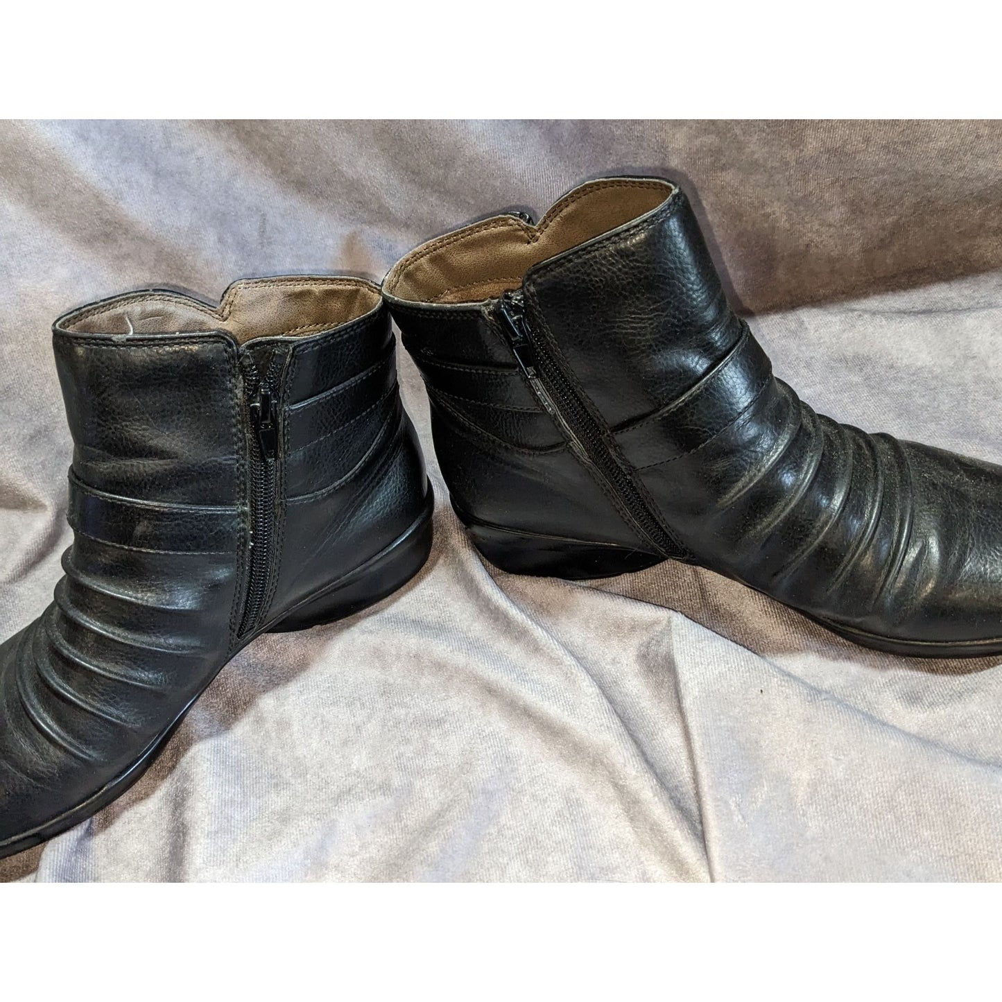 Goth Natural Soul Coltrane Black Ruched Buckle Ankle Boots