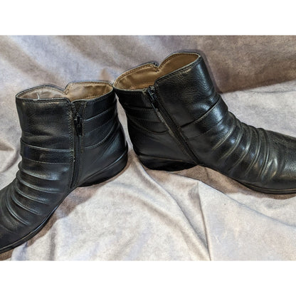 Goth Natural Soul Coltrane Black Ruched Buckle Ankle Boots