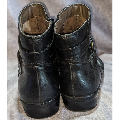 Goth Natural Soul Coltrane Black Ruched Buckle Ankle Boots