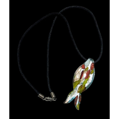 Lampwork Glass Metallic Fish Pendant Necklace