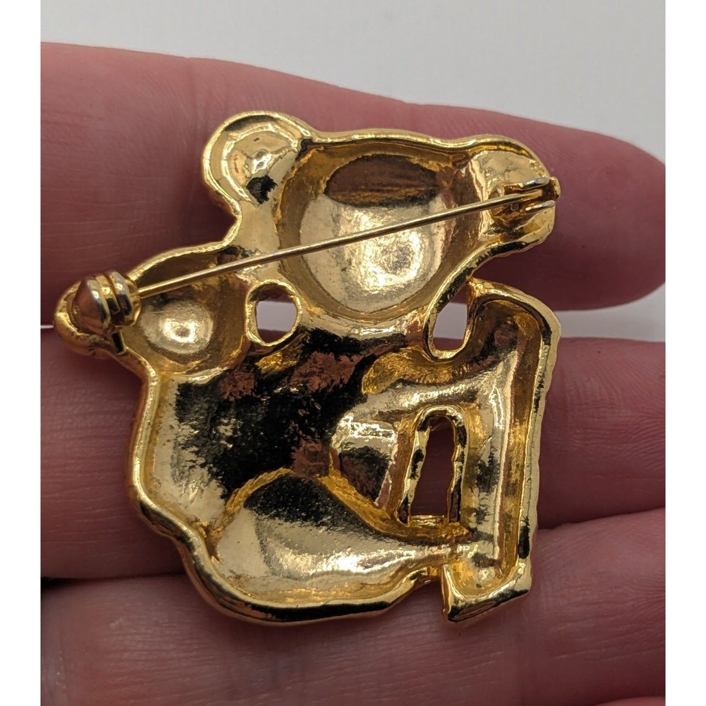 Kitsch Vintage Koala Brooch Gold Tone Rhinestone Mother Baby Bear Figural Pin