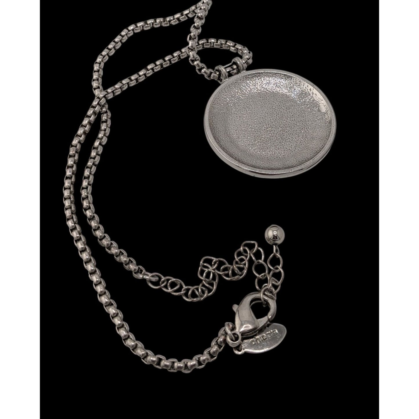 Vintage Chico's Brutalist Bohemian Silver Tone Medallion Necklace