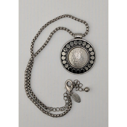 Vintage Chico's Brutalist Bohemian Silver Tone Medallion Necklace