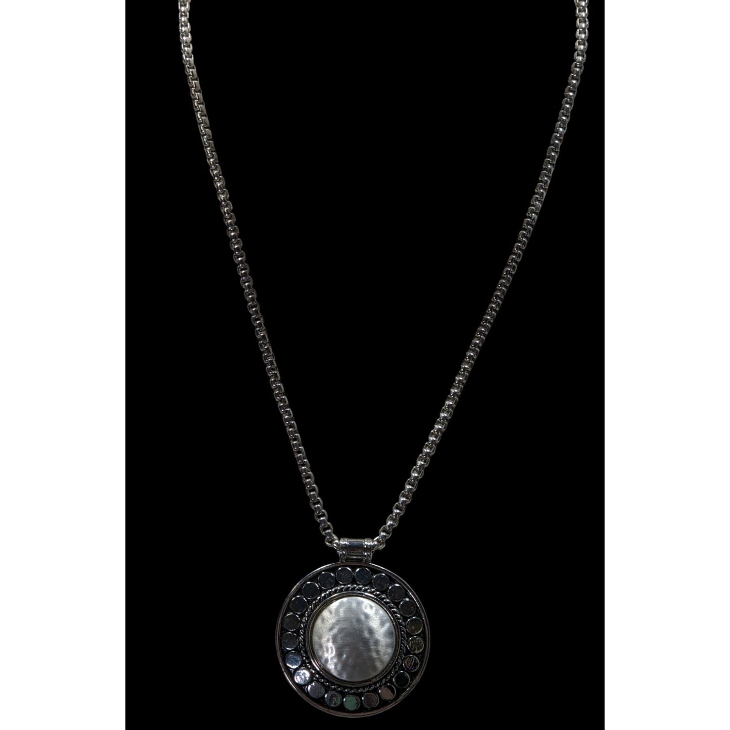 Vintage Chico's Brutalist Bohemian Silver Tone Medallion Necklace