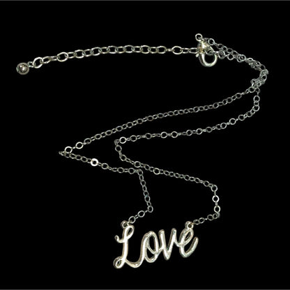 Cursive Love Pendant Necklace Silver And Gold Tone