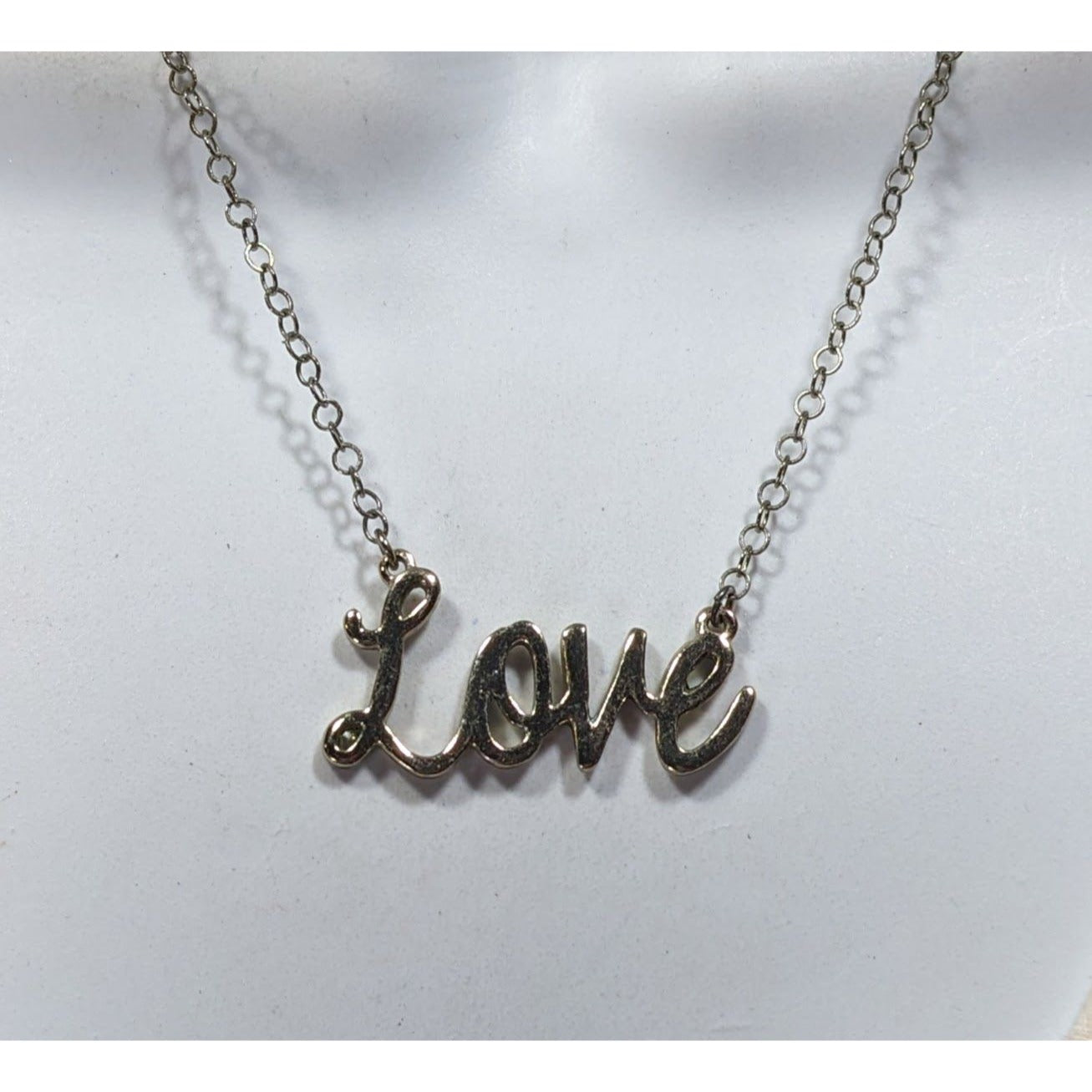 Cursive Love Pendant Necklace Silver And Gold Tone