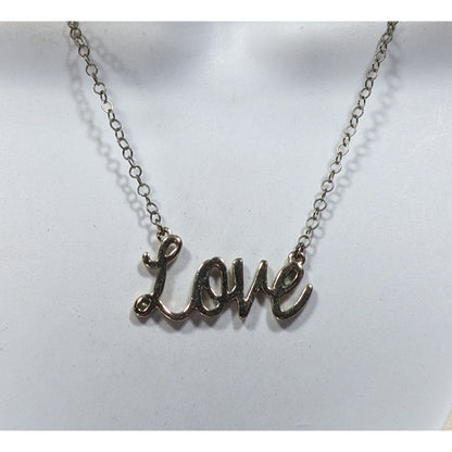 Cursive Love Pendant Necklace Silver And Gold Tone