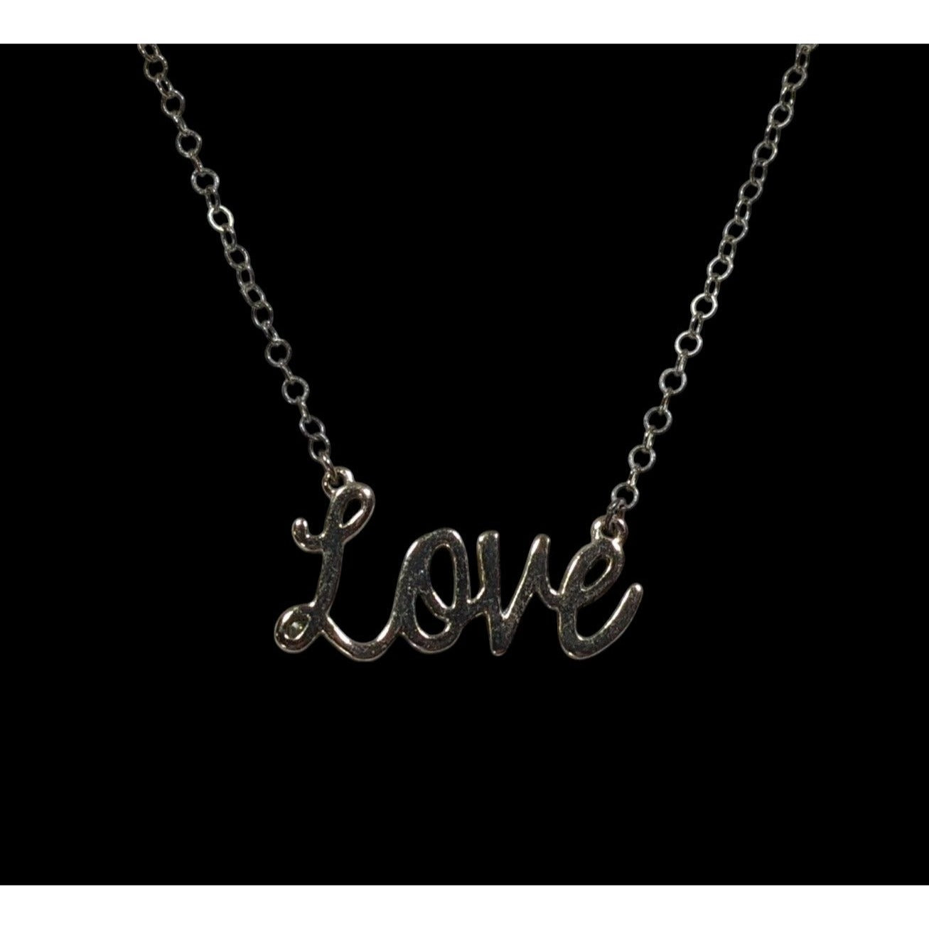 Cursive Love Pendant Necklace Silver And Gold Tone