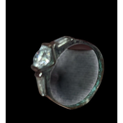 Elegant Clear Gemmed Silver Tone Engagement Ring Size 7