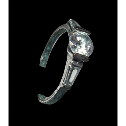 Elegant Clear Gemmed Silver Tone Engagement Ring Size 7