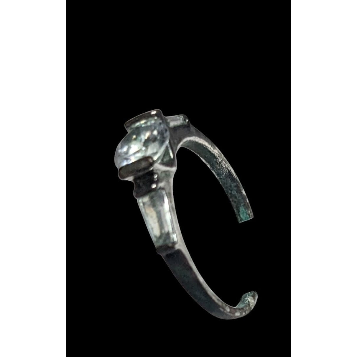Elegant Clear Gemmed Silver Tone Engagement Ring Size 7