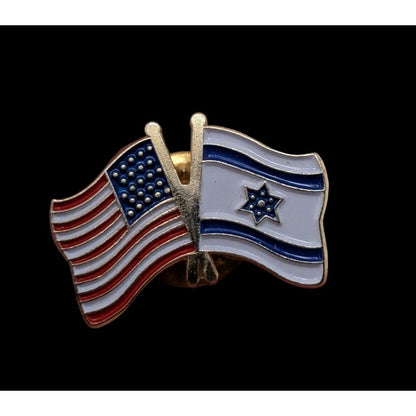 USA & Israel Flag Vintage Lapel Pin Gold Tone Enamel 1 Inch Collectible