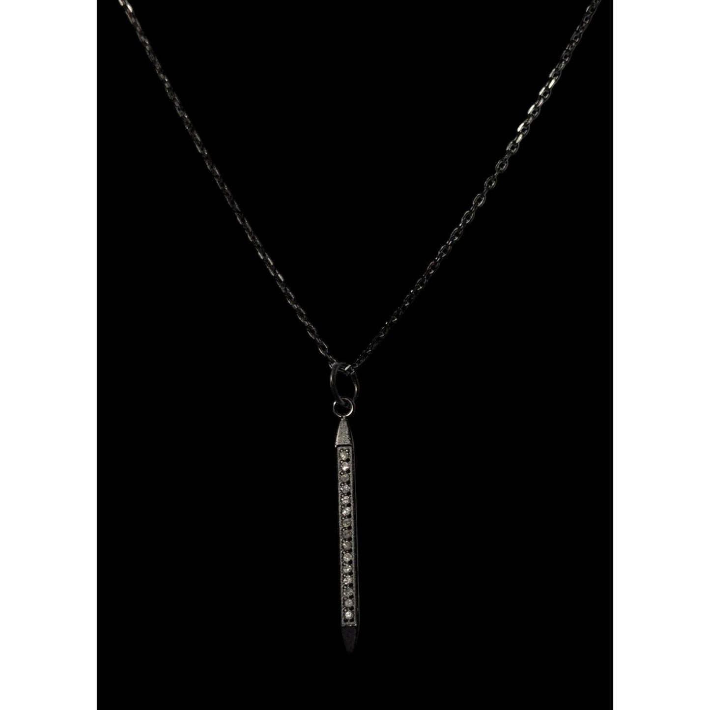 Adornia Minimalist Vertical Crystal Pillar Pendant Necklace