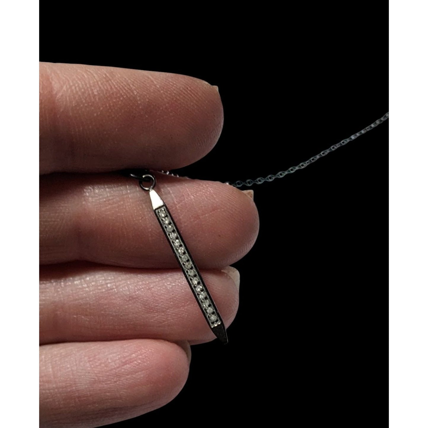 Adornia Minimalist Vertical Crystal Pillar Pendant Necklace