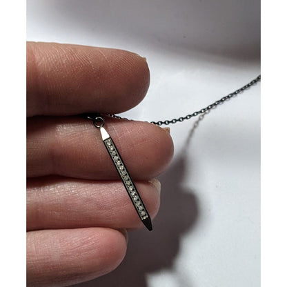 Adornia Minimalist Vertical Crystal Pillar Pendant Necklace