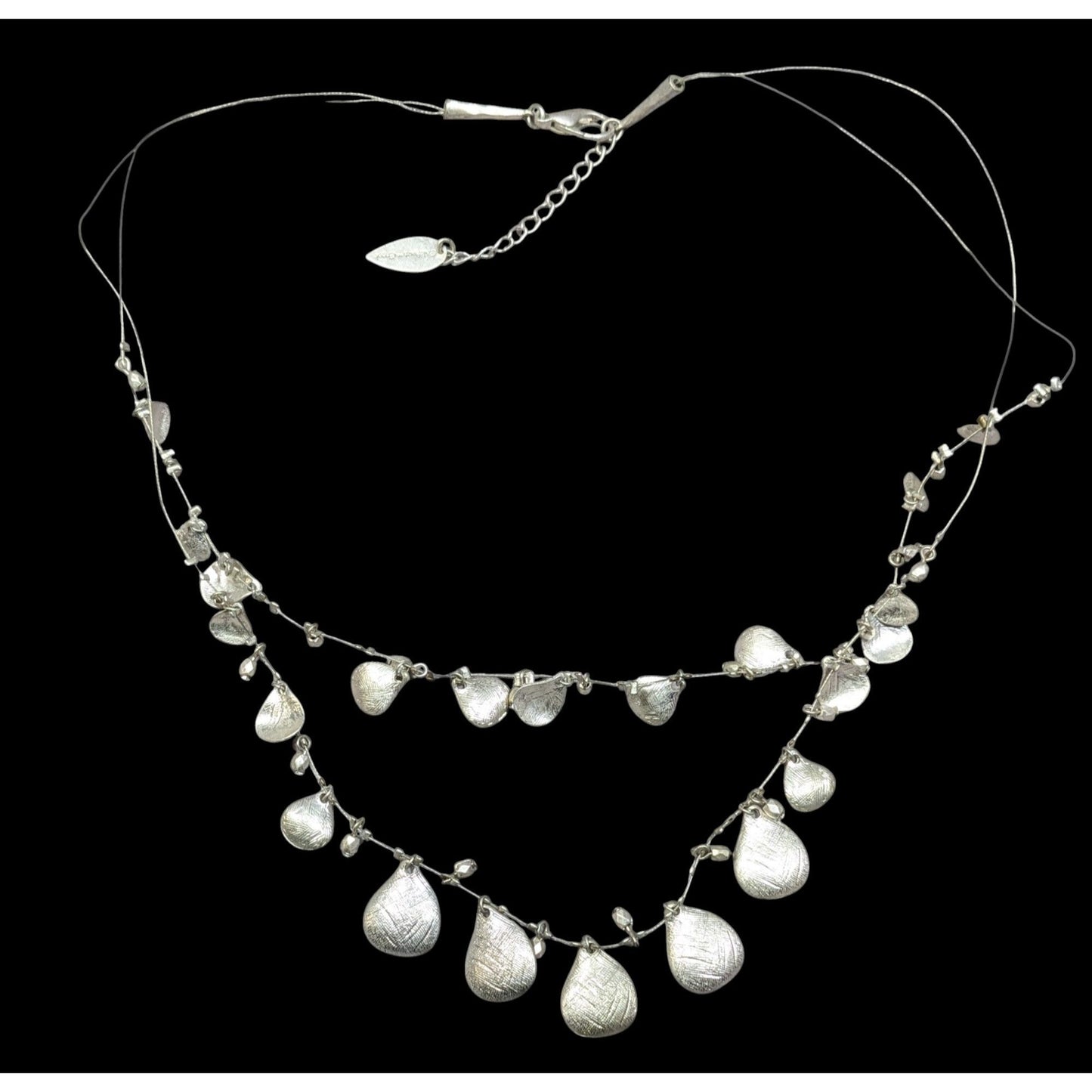 Coldwater Creek Multilayer Teardrop Charm Silver Tone Necklace
