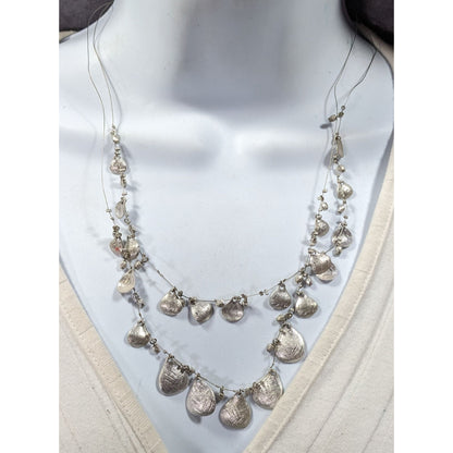 Coldwater Creek Multilayer Teardrop Charm Silver Tone Necklace