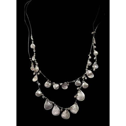 Coldwater Creek Multilayer Teardrop Charm Silver Tone Necklace