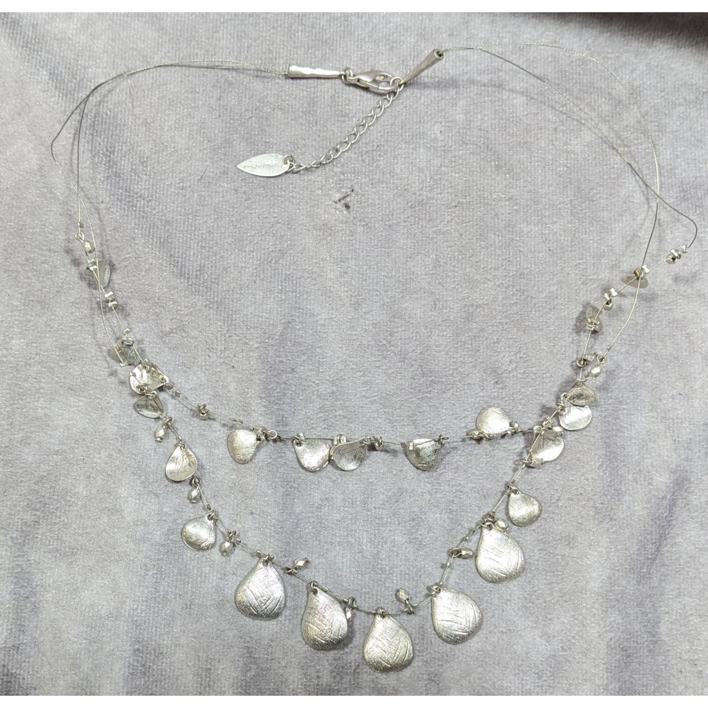 Coldwater Creek Multilayer Teardrop Charm Silver Tone Necklace
