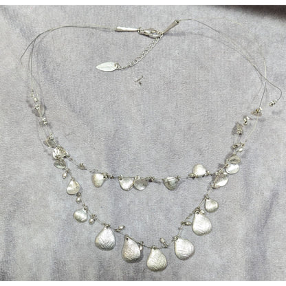 Coldwater Creek Multilayer Teardrop Charm Silver Tone Necklace