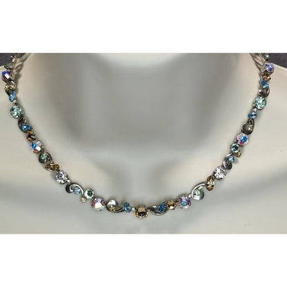 Vintage Sorrelli Rhinestone Necklace Rainbow Silver Regal Fantasy Statement