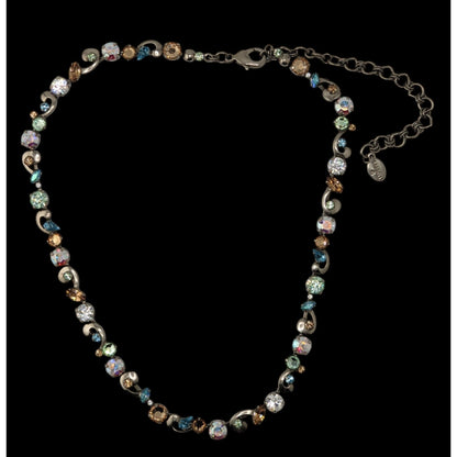 Vintage Sorrelli Rhinestone Necklace Rainbow Silver Regal Fantasy Statement
