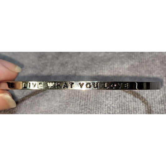 Boho Mantraband “Live What You Love” Silver Tone Inspirational Cuff Bracelet
